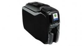 Home 111 Zebra ZC350 card printer featuring a sleek black design with dual card slots
