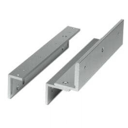 A pair of aluminum L-shaped brackets designed for mounting biometric attendance systems
