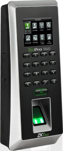 ZKTeco BioPro SA20 fingerprint attendance system with a user-friendly touchscreen