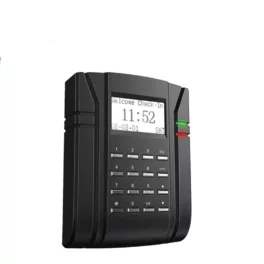 ZKTech SC203 card reader with check-in display, showing time and date.
