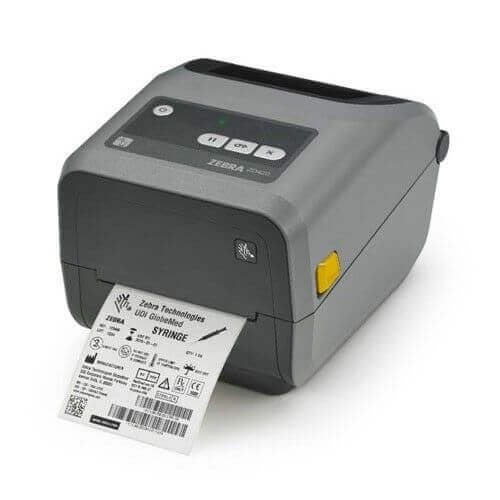Zebra thermal printer printing a label
