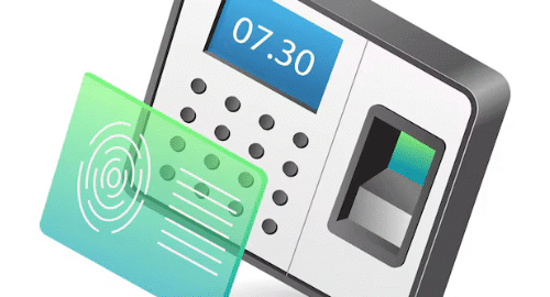 Biometric attendance machine illustration.