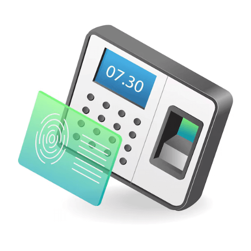 Biometric attendance machine illustration.