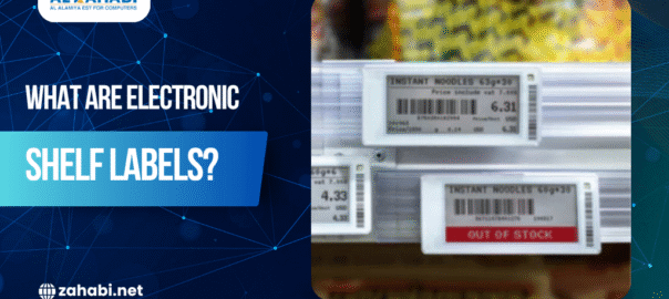 Electronic shelf labels on a retail store shelf.