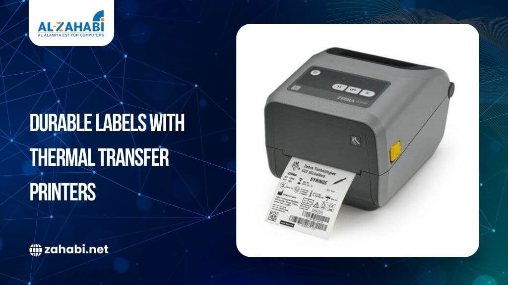 Thermal transfer label printer producing durable barcode and product labels