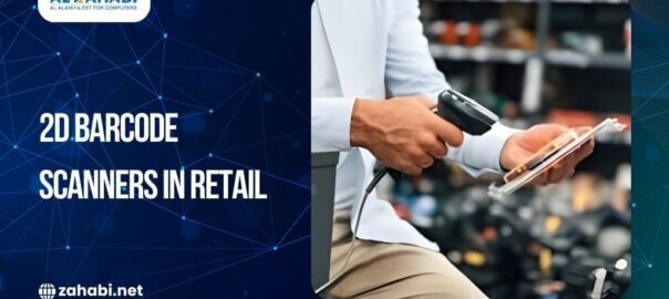 Retail worker using a 2D barcode scanner to scan items, showcasing modern retail technology