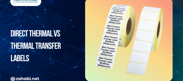 Direct thermal and thermal transfer label rolls used for barcode printing comparison