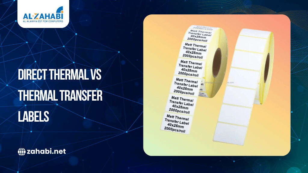 Direct thermal and thermal transfer label rolls used for barcode printing comparison